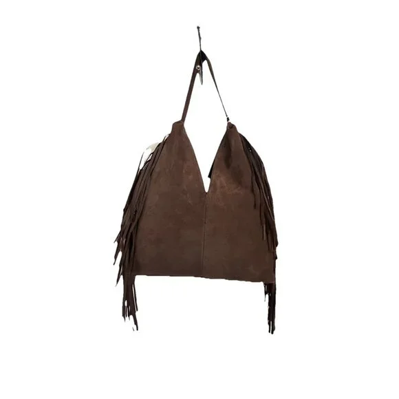 Divina Firenze Genuine Leather Fringe Hobo Bag – Made in Italy – Suede Leather - Picture 4 of 5